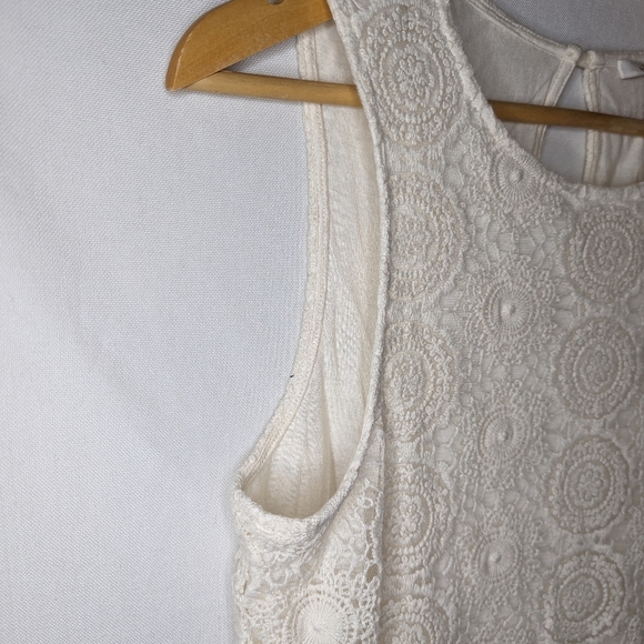 Ella Moss Cream Floral Embroidered Tank Babydoll Dress Size Medium - Picture 9 of 14